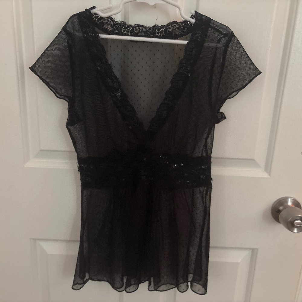 layering lace detailing y2k flowy black top